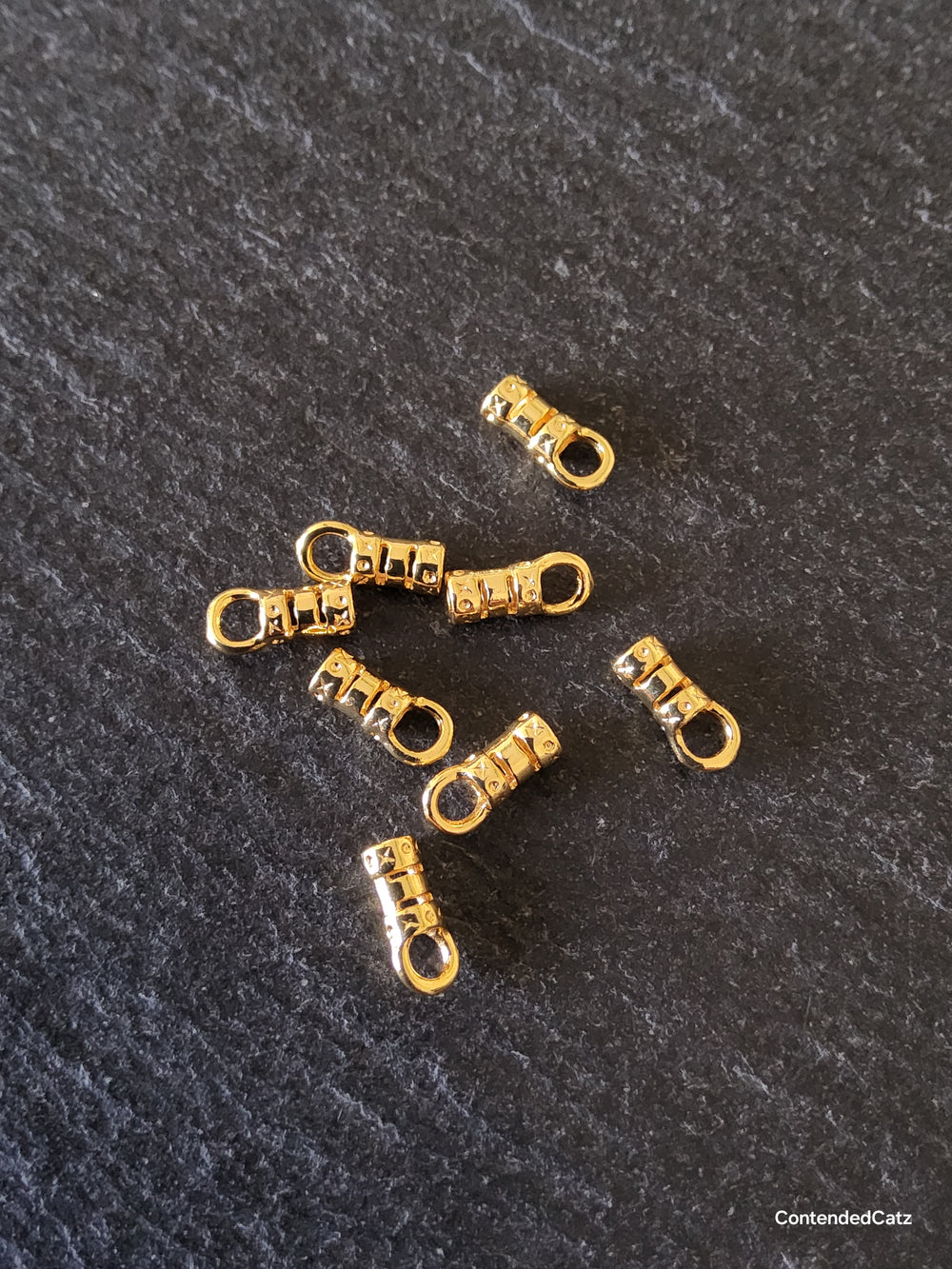10 Real 14K Gold Plated 2mm Crimp Cord Ends Brass Size: 9x4x3mm