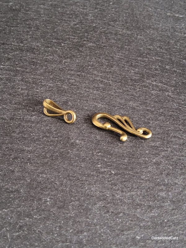 8 or 40 Sets of Hook and Eye Antique Bronze Alloy Clasps Hook 25x12mm Eye 16x3mm Nickel FREE