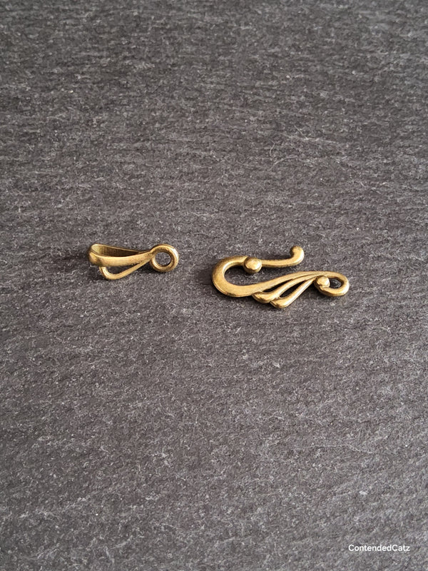 8 or 40 Sets of Hook and Eye Antique Bronze Alloy Clasps Hook 25x12mm Eye 16x3mm Nickel FREE