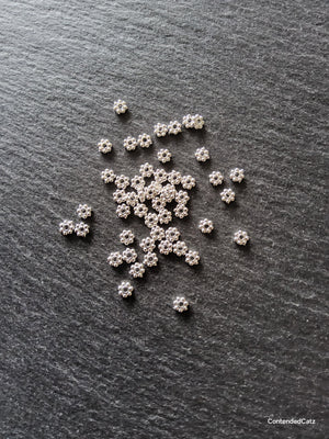 100 or 500 Bright Silver Plated 4mm Daisy Spacer Beads 4x1.5mm Hole: 1mm