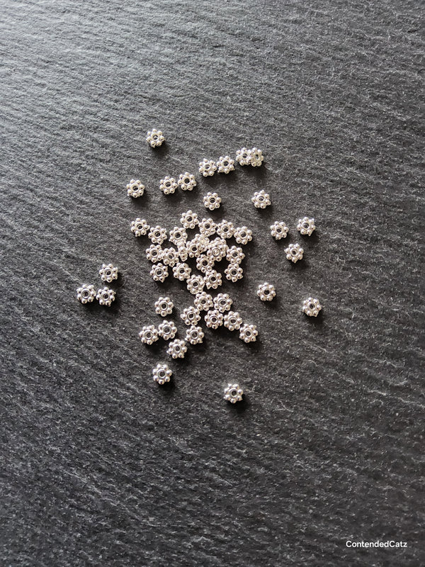 100 or 500 Bright Silver Plated 4mm Daisy Spacer Beads 4x1.5mm Hole: 1mm