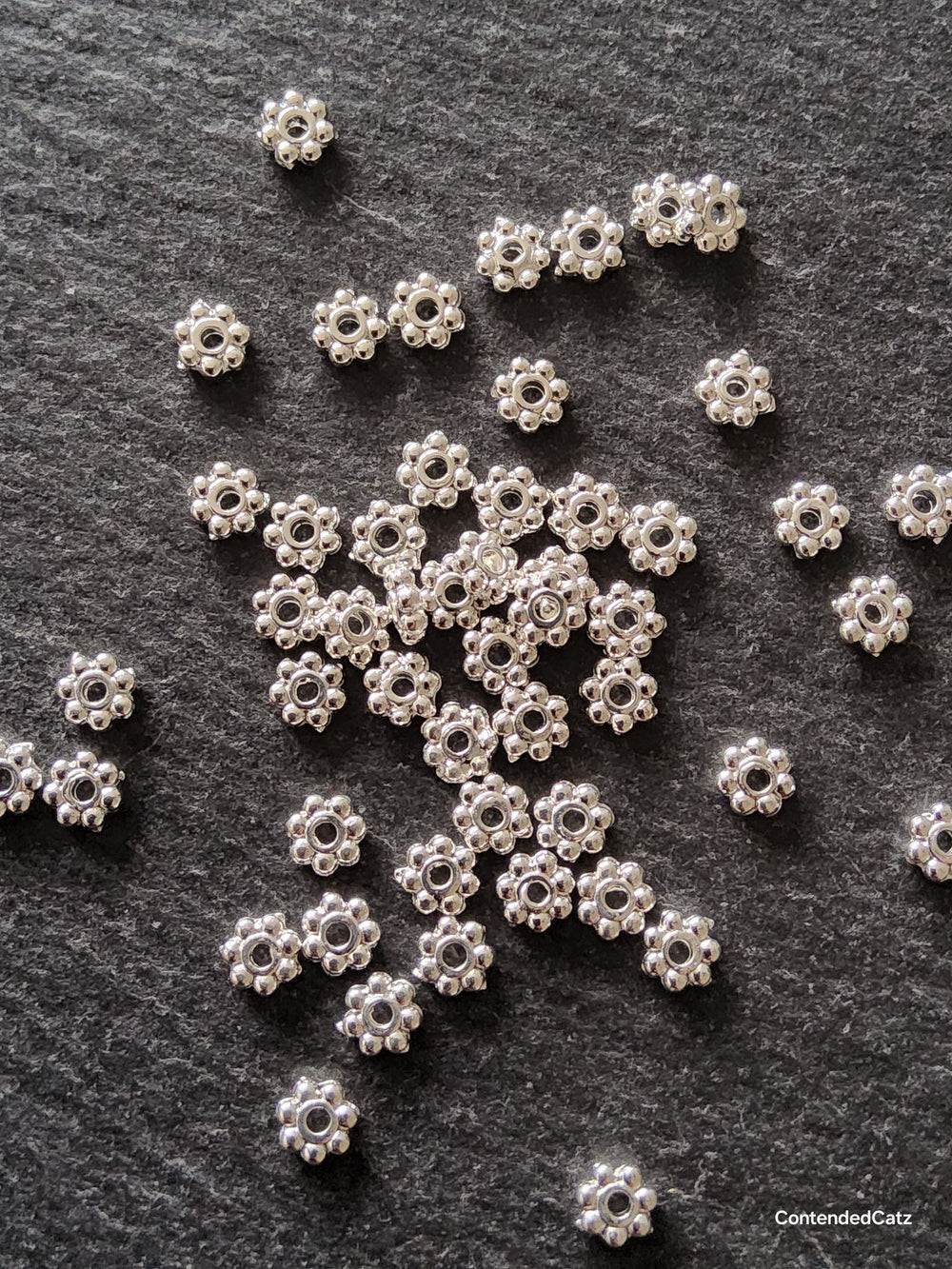 100 or 500 Bright Silver Plated 4mm Daisy Spacer Beads 4x1.5mm Hole: 1mm