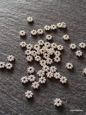 100 or 500 Bright Silver Plated 4mm Daisy Spacer Beads 4x1.5mm Hole: 1mm