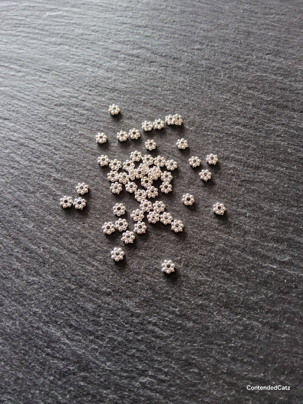 100 or 500 Bright Silver Plated 4mm Daisy Spacer Beads 4x1.5mm Hole: 1mm