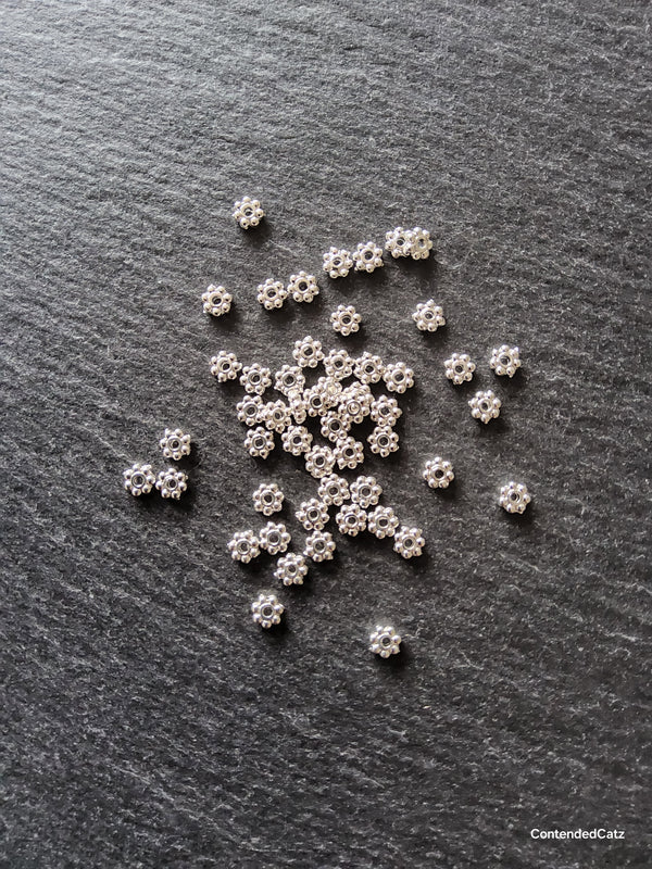 100 or 500 Bright Silver Plated 4mm Daisy Spacer Beads 4x1.5mm Hole: 1mm