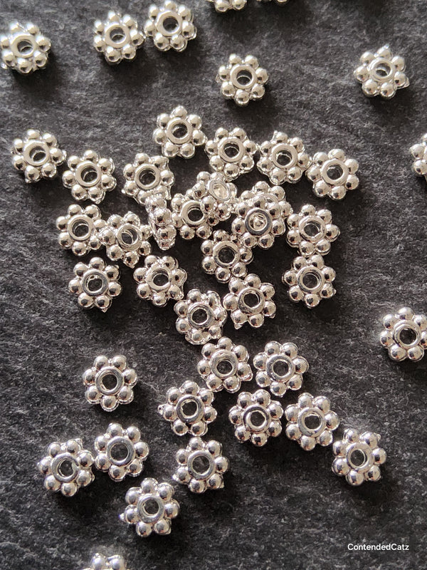 100 or 500 Bright Silver Plated 4mm Daisy Spacer Beads 4x1.5mm Hole: 1mm