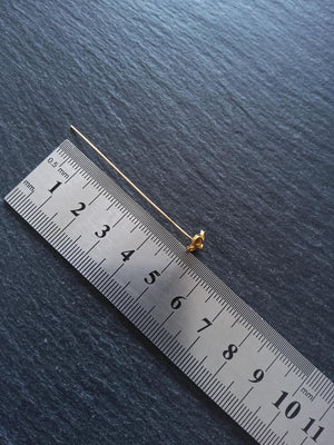 Flower Headpins Genuine 22K Gold Plated Vermeil Sterling Silver 0.5mm 24 gauge 65mm Long - ContentedCatz