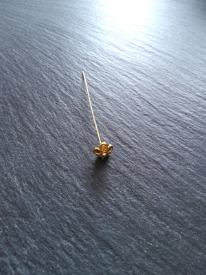 Flower Headpins Genuine 22K Gold Plated Vermeil Sterling Silver 0.5mm 24 gauge 65mm Long - ContentedCatz