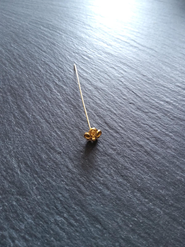 Flower Headpins Genuine 22K Gold Plated Vermeil Sterling Silver 0.5mm 24 gauge 65mm Long - ContentedCatz