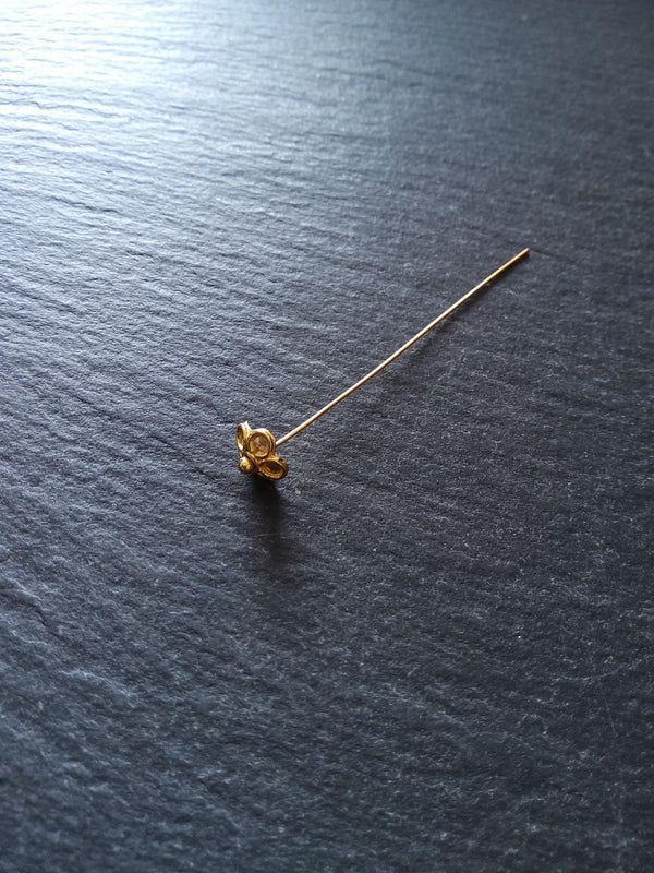 Flower Headpins Genuine 22K Gold Plated Vermeil Sterling Silver 0.5mm 24 gauge 65mm Long - ContentedCatz