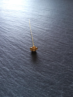 Flower Headpins Genuine 22K Gold Plated Vermeil Sterling Silver 0.5mm 24 gauge 65mm Long - ContentedCatz