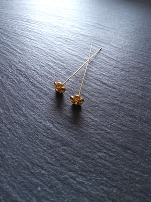 Flower Headpins Genuine 22K Gold Plated Vermeil Sterling Silver 0.5mm 24 gauge 65mm Long - ContentedCatz