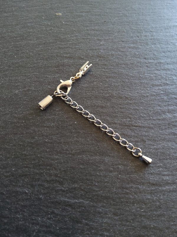 Antique Silver Tone Crimp End Sets for 3mm to 3.5mm Round Cord Necklaces - ContentedCatz