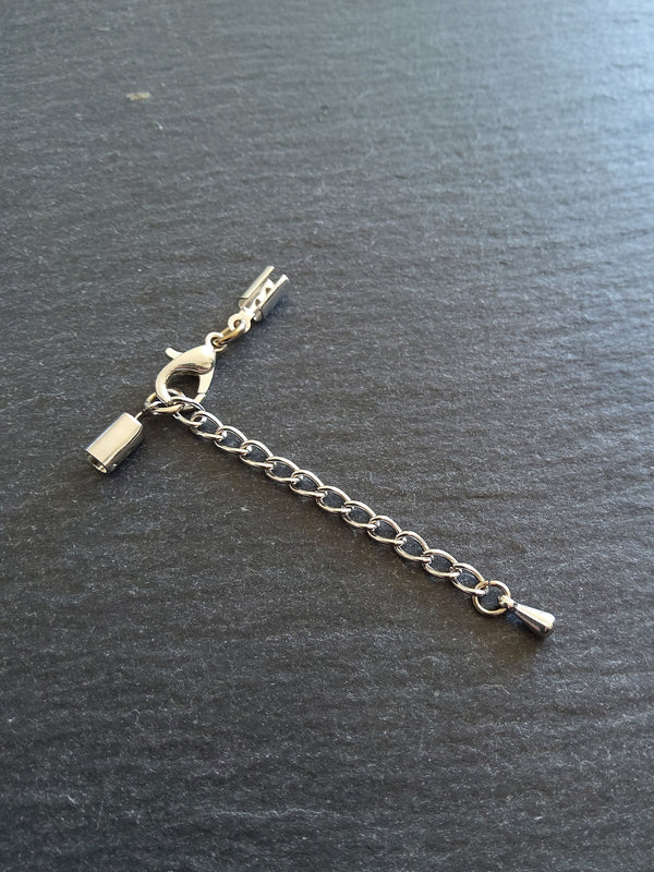 Antique Silver Tone Crimp End Sets for 3mm to 3.5mm Round Cord Necklaces - ContentedCatz