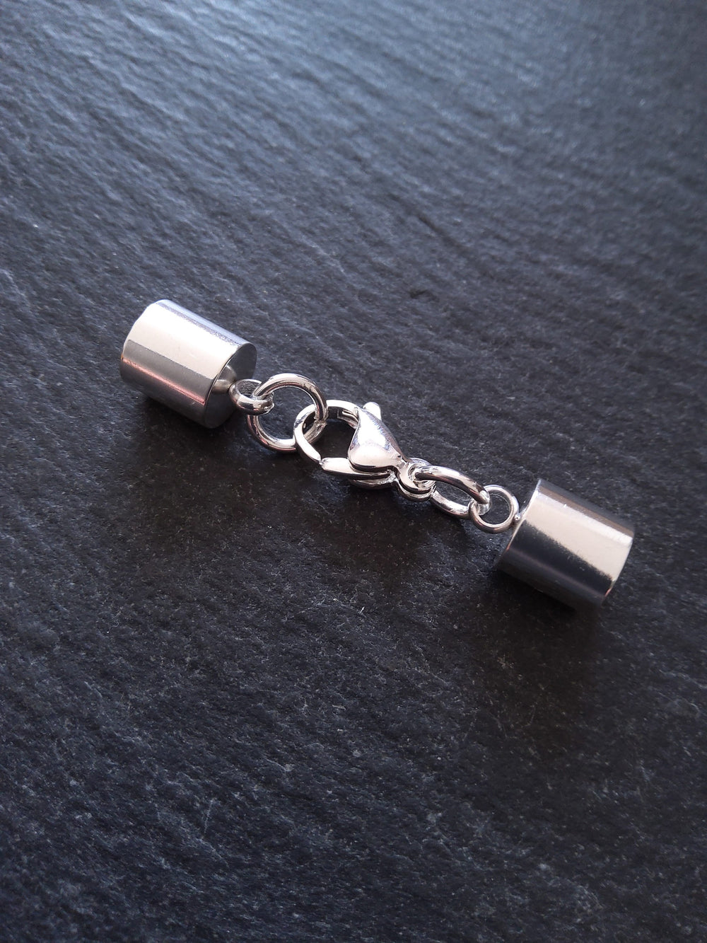 2 or 10 Bright Silver Stainless Steel End Cap Sets for 6.5mm Cord (7mm end caps) - ContentedCatz