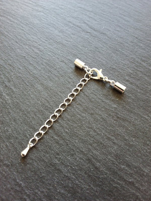 Silver Plated End Cap Sets for 3mm Cord with or without Extender Chain (3.6mm caps) - ContentedCatz