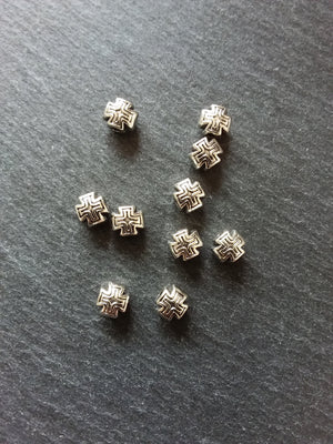 10 or 50 Antique Silver 8mm Rounded Cross Beads 8x8x7mm - ContentedCatz