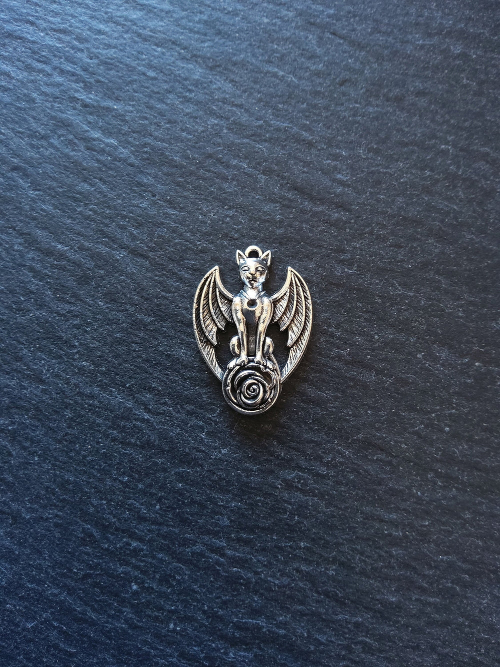 6 or 30 Winged Cat Gargoyle with Rose Charms Antique Silver Tone 27x19mm - ContentedCatz