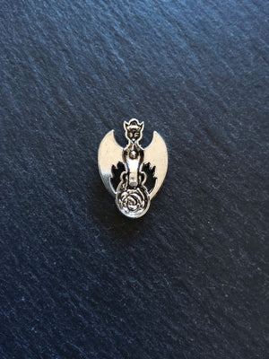 6 or 30 Winged Cat Gargoyle with Rose Charms Antique Silver Tone 27x19mm - ContentedCatz