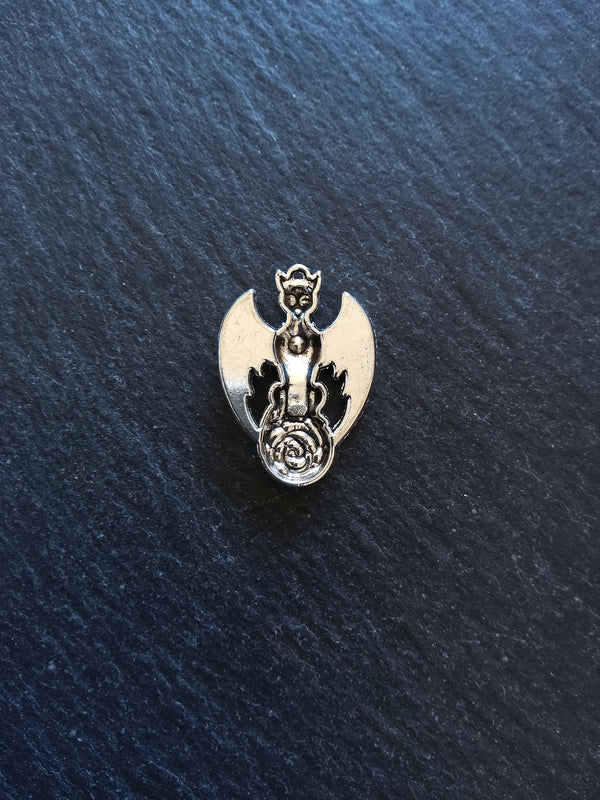 6 or 30 Winged Cat Gargoyle with Rose Charms Antique Silver Tone 27x19mm - ContentedCatz