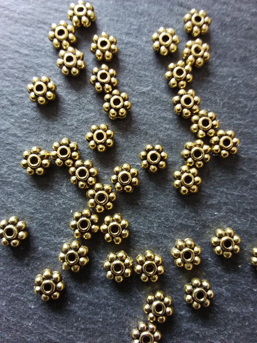 80 or 400 Daisy Spacer Beads 5mm Antique Gold Tone Alloy Chunky 5x2.5mm Hole: 0.8mm - ContentedCatz