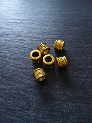 Celtic Knot Beads Antique Gold Tone Triquetra Design Cylinder Charm 11x8mm. Large 6mm Hole. Nickel FREE - ContentedCatz