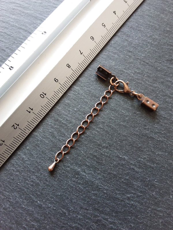 Antique Copper Folding Crimp End Sets for approx. 3.5mm Cord - ContentedCatz