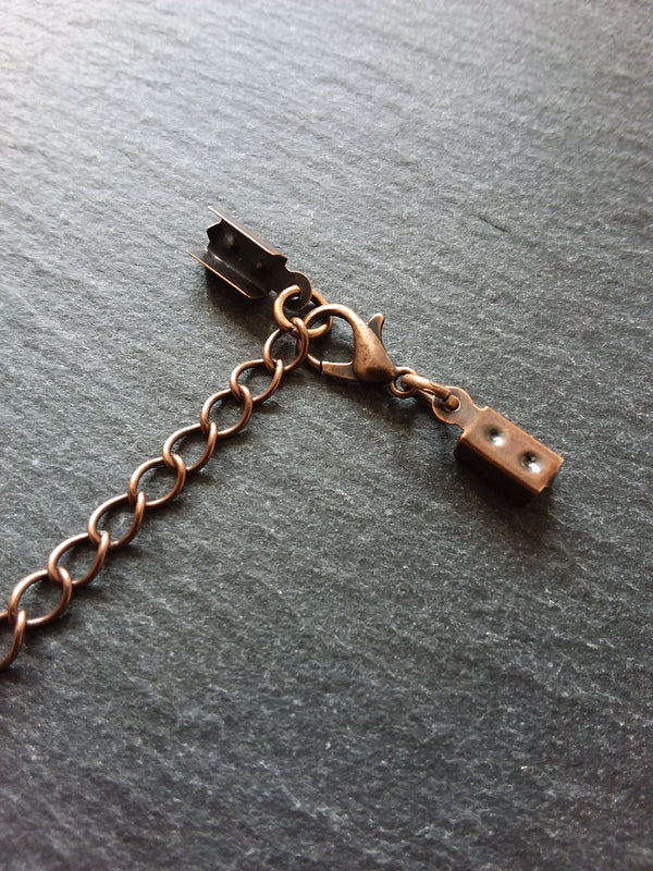 Antique Copper Folding Crimp End Sets for approx. 3.5mm Cord - ContentedCatz