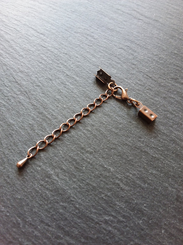 Antique Copper Folding Crimp End Sets for approx. 3.5mm Cord - ContentedCatz