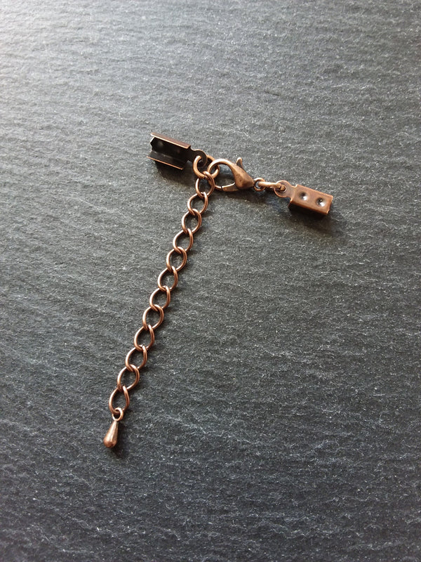 Antique Copper Folding Crimp End Sets for approx. 3.5mm Cord - ContentedCatz