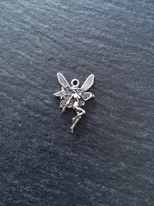 12 or 60 Fairy Charms Antique Silver Tone 21x15mm