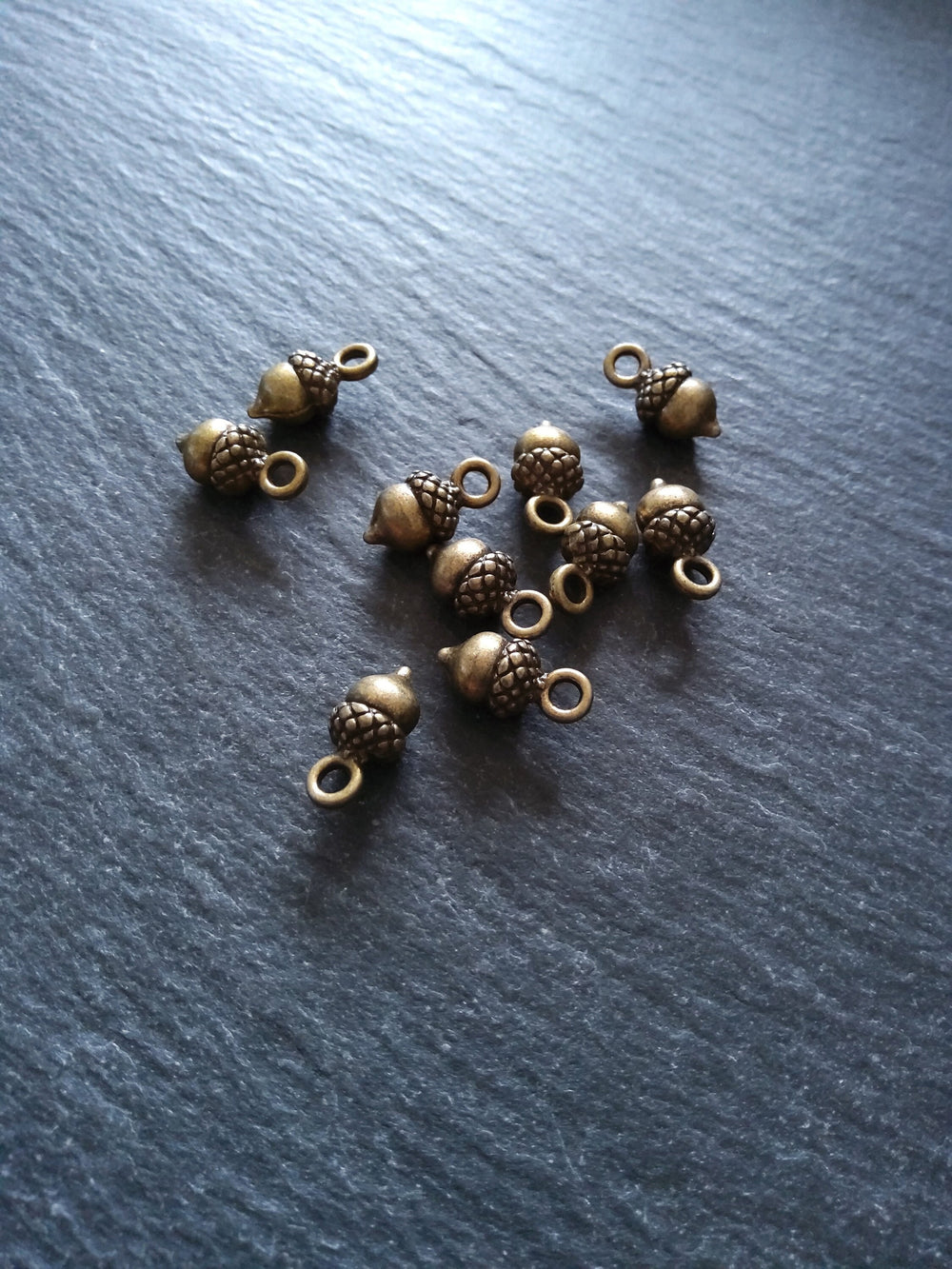 12 or 60 Acorn Charms Antique Bronze Tone Alloy 14x7mm