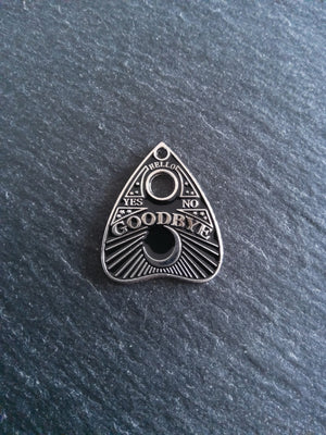 4 or 20 Silver Tone Ouija Goodbye Planchette Charms with Black Enamel 26x22mm