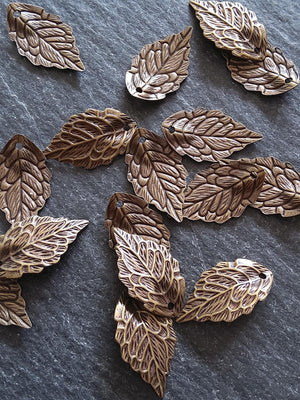 10 or 50 Antique Bronze One Brass Leaf Charms 18x10x1mm