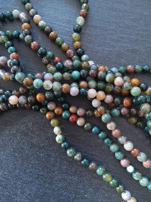 6.5mm Indian Agate Natural Undyed Round Gemstone Beads Full 15.7 inch Strand