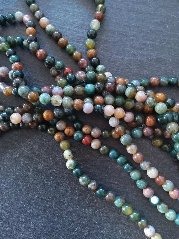 6.5mm Indian Agate Natural Undyed Round Gemstone Beads Full 15.7 inch Strand