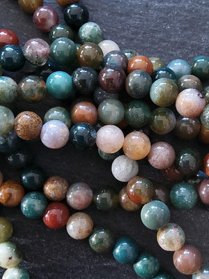 6.5mm Indian Agate Natural Undyed Round Gemstone Beads Full 15.7 inch Strand