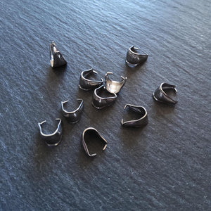 10 or 50 Stainless Steel Pinch Bails for Pendants 9.5x7x6.5mm - ContentedCatz