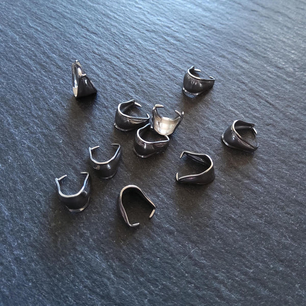 10 or 50 Stainless Steel Pinch Bails for Pendants 9.5x7x6.5mm - ContentedCatz