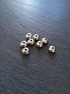 8 or 40 Stainless Steel 8mm Solid Round Flying Saucer Spacer Beads 8x4mm with 2mm Hole - ContentedCatz