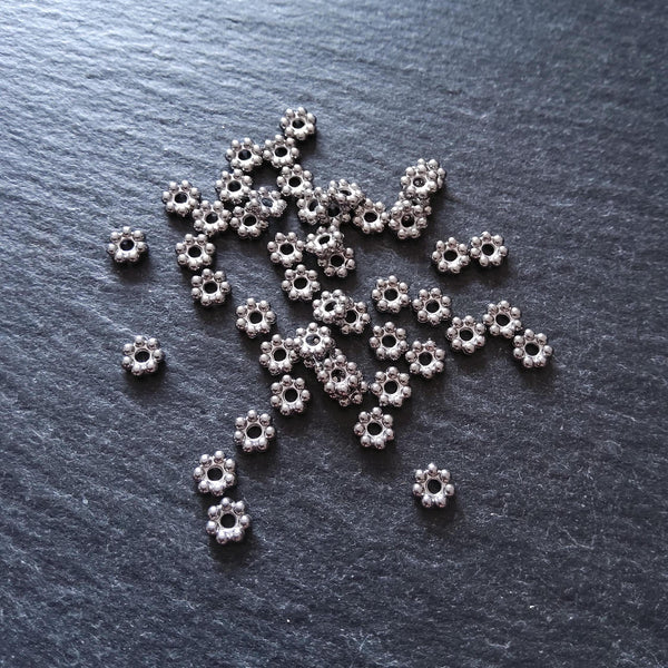 10 or 50 Stainless Steel 5mm Daisy Spacer Beads 5x1.2mm Hole: 1.5mm - ContentedCatz
