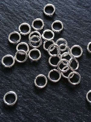 10 or 50 Sterling Silver Plated Brass 6mm Jump Rings 1mm (18 gauge) - ContentedCatz