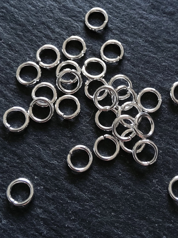 10 or 50 Sterling Silver Plated Brass 6mm Jump Rings 1mm (18 gauge) - ContentedCatz