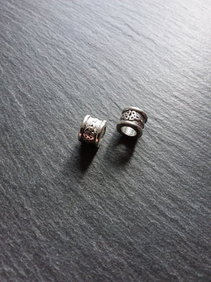 Celtic Knot Beads Antique Silver Tone Triquetra Design Cylinder Charm 11x8mm. Large 6.4mm Hole - ContentedCatz