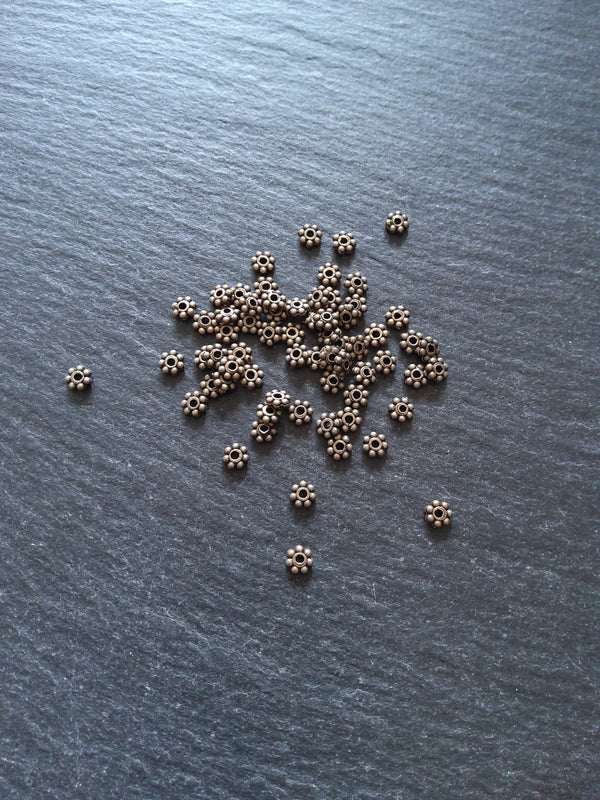 100 or 500 Antique Bronze Tone 4mm Daisy Spacer Beads 4x1.5mm - ContentedCatz