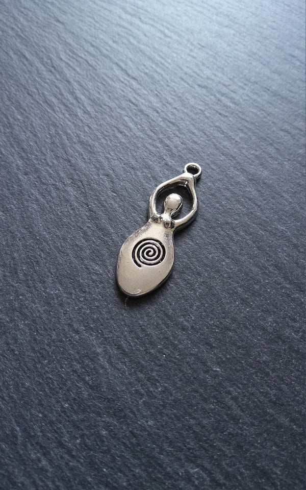 6 or 30 Silver Tone Spiral Goddess Pendants 39x13mm