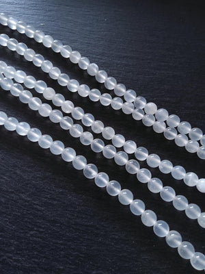 8.3mm Natural Selenite Undyed Round Polished Beads. Full 15.7 inch Strand Hole: 1mm