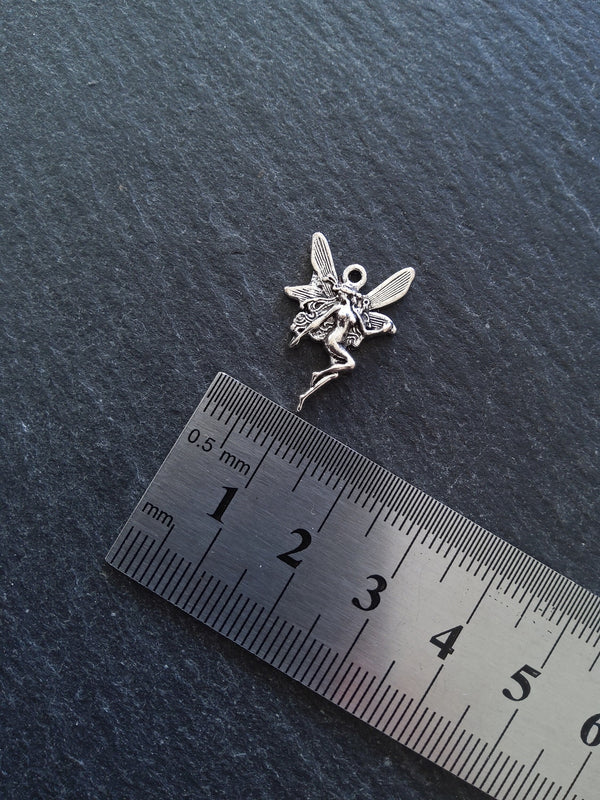 12 or 60 Fairy Charms Antique Silver Tone 21x15mm