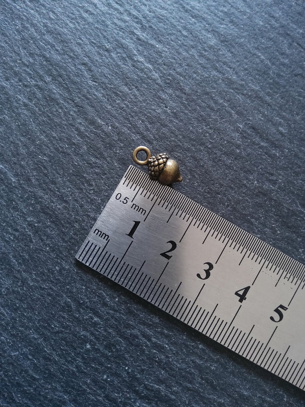 12 or 60 Acorn Charms Antique Bronze Tone Alloy 14x7mm