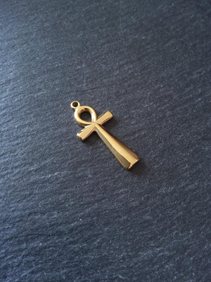 Ankh Pendant Genuine 14K Gold Plated Stainless Steel 54x28mm